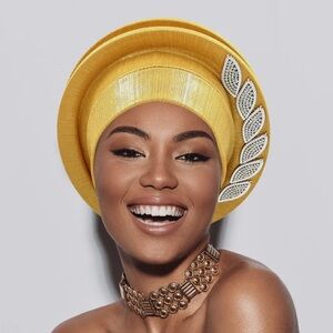 Elegant Yellow Women's Hat with Silver Accents